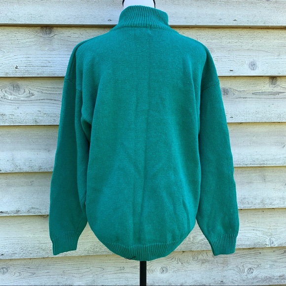 Vintage 90s Solid Print Micro Button Down Long Sleeve Mock Neck Cardigan Sweater - Picture 15 of 16